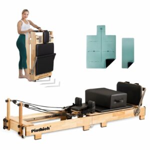 piothioh Foldable Wooden Pilates Reformer 600 lbs