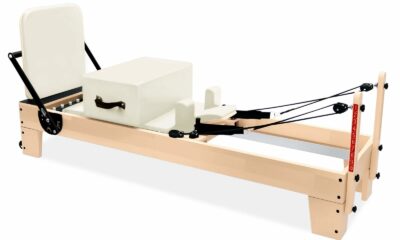 Professional Pilates Reformer Machine with Jumpboard, Reformer Box, and Foot Straps – Studio-Grade Pilates Equipment for Home Use, Adjustable Resistance & Smooth Glide System White product image