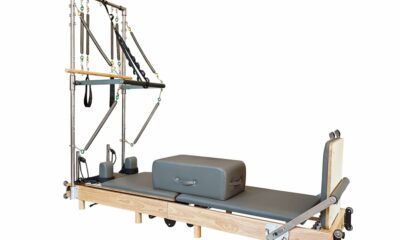 Pilates Reformer Machine, Wood Foldable Pilates Machine Equipment for Home Workout With Tower product image