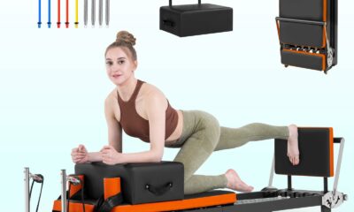 Pilates Reformer, Foldable Pilates Machine for Home Use and Gym Workout, Suitable for Advanced and Beginners Users,Pilates Equipment with Sitting Box, Jump Board ,Up to 500 LBS product image