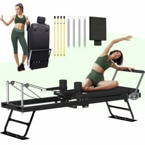 Pilates Reformer, Foldable Reformer Pilates Machine, Pilates Equipment for Home Women Use Gym Workout & Advanced and Beginners Users, Up to 400 lbs Weight Capacity Reformers Black product image