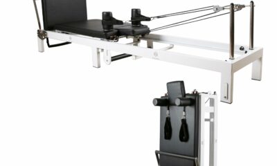 Pilates Reformer,EchoMe Foldable Reformer Pilates Machine for Home Use, with Alloy Resistance Springs, Pilates Equipment for Home Workouts with Jump Board, feet Strap,up to 400lb Longer Size(White) product image