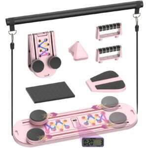 Pilates Board, Portable Pilates Reformer Equipment with Timer, 7-in-1 Foldable Pilates Machine for Home Workout, Multi-Purpose Pilates Equipment at Home, Office Pink product image