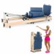 Pilates Reformer Machine,Oak Wood Home Pilates Equipment, Foldable Pilates Reformer with Reformer Box, Jump Board for Home Workouts and Body Exercises, Suits for Studio Gym Yoga 94x24x11.8 Royal Blue product image