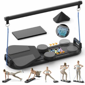 Pilates Board,Pilates Reformer Sets, Multifunctional Abdominal Pilates Board for Home Workout Equipment, Portable Foldable Ab Board Trainer Pilates Exercise Machine,Pilates Board for Women Deep Black product image