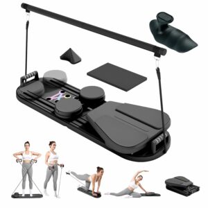 Pilates Board Reformer 15-in-1: Split & Foldable Design, Portable Home Gym with Digital Display, Resistance Bands, Balance Board for Women's Full Body & Core Training Black product image