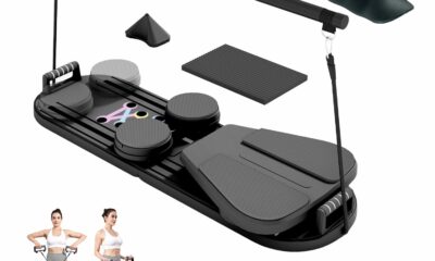 Pilates Board Reformer 15-in-1: Split & Foldable Design, Portable Home Gym with Digital Display, Resistance Bands, Balance Board for Women's Full Body & Core Training Black product image