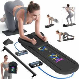 Pilates Board, Pilates Reformer Set, Pilates Machine 15-in-1 Multifunctional Abdominal Board for Home Office Workout, Foldable Portable Pilates Reformer Board for Women Black pilates board product image