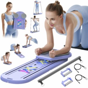 Pilates Board Pilates Reformer Set, Multifunctional Pilates Board for Home Workout, Foldable Abs Core Trainer Board,Pilates Board for Women, Men & Beginners for Full-Body Workouts Lilac pilates board product image