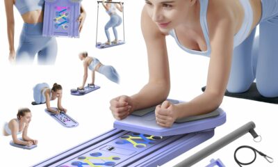 Pilates Board Pilates Reformer Set, Multifunctional Pilates Board for Home Workout, Foldable Abs Core Trainer Board,Pilates Board for Women, Men & Beginners for Full-Body Workouts Lilac pilates board product image