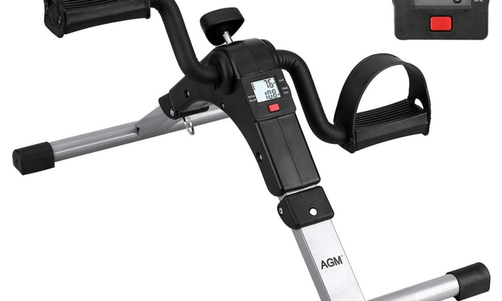 Folding Pedal Exerciser, Mini Under Desk Bike - Portable Foot Hand Cycle Peddler Machine Bicycle Exerciser for Arm Leg While Sitting Silver product image