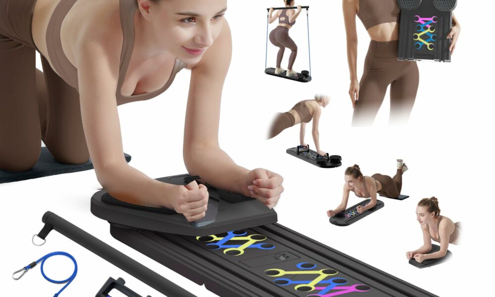 Pilates Board Pilates Reformer Set, Multifunctional Pilates Board for Home Workout, Foldable Abs Core Trainer Board,Pilates Board for Women, Men & Beginners for Full-Body Workouts Black pilates board product image