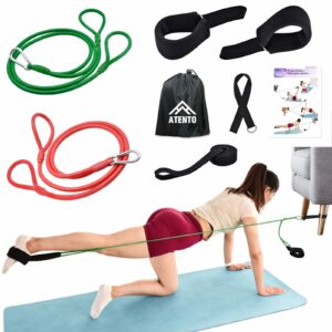 ATENTO Resistance Pilates System Reformer Style Pilates Lightweight Portable Pilates for Home Gym, 2 Pcs Resistance Bands,1 Door Anchor,1 Exercise Straps,1 Handle Straps product image