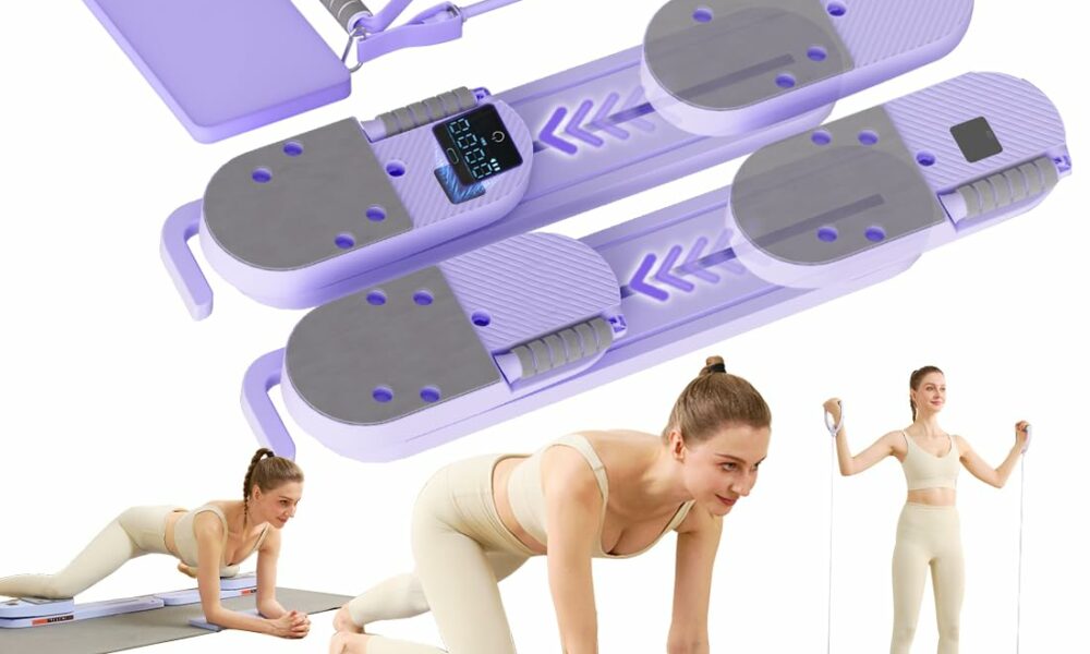 Pilates Reformer- Foldable Pilates Board, Pilates Machine with Resistance Band, Full Body Workout Set for Women at Home, Core Strengthener, Ab &Push-Up, Glute & Leg Toning, LED Timer & Calorie Display product image