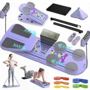 Pilates Board, 9 in 1 Multi-Purpose Pilates Reformer Set, Portable Pilates Reformer Board with Yoga Socks & Resistance Bands, Best for Women Fitness & Exercise at Home Pilates Workout Board Purple product image