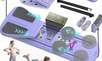 Pilates Board, 9 in 1 Multi-Purpose Pilates Reformer Set, Portable Pilates Reformer Board with Yoga Socks & Resistance Bands, Best for Women Fitness & Exercise at Home Pilates Workout Board Purple product image