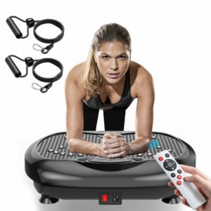 Vibration Plate Exercise Machine - Whole Body Workout Vibration Platform Lymphatic Drainage Machine for Weight Loss Home Fitness with Resistance Bands Remote Black product image