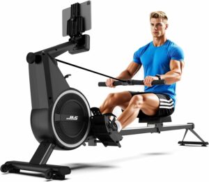 Rowing Machines for Home, Air Magnetic Rowing Machine with 10 Levels, Rower Machine of Quiet Resistance, Dual Slide Rail with 350lbs Weight Capacity, App Compatible Black product image