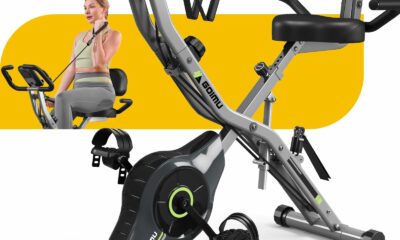 Exercise Bike, 5 in 1 Foldable Stationary Bike for Seniors, 16-Level Adjustable Magnetic Resistance, Indoor Workout Bike with 330LB Capacity, Comfortable Seat Backrest X-bike Grey-1 product image