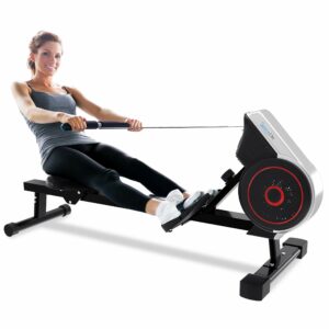 SereneLife Air & Magnetic Rowing Machine - Measures Time, Distance, Stride, Calories - For Gym or Home Cardio Workout product image