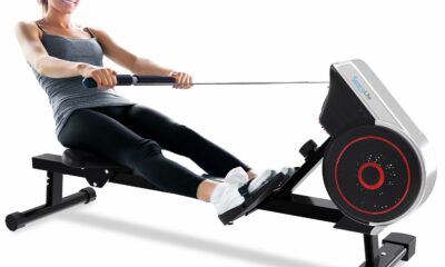SereneLife Air & Magnetic Rowing Machine - Measures Time, Distance, Stride, Calories - For Gym or Home Cardio Workout product image