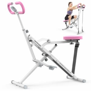 Sportsroyals Pink Squat Machine Rowing Machine for Home 2 in 1 Rower & Squat Assist Workout Foldable Rower for Home Full Body Worikout Adjustable 4 Resistance Bands 330lbs product image