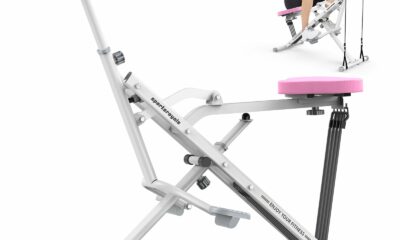 Sportsroyals Pink Squat Machine Rowing Machine for Home 2 in 1 Rower & Squat Assist Workout Foldable Rower for Home Full Body Worikout Adjustable 4 Resistance Bands 330lbs product image