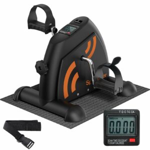 Sportneer Under Desk Bike Pedal Exerciser: Mini Exercise Bike Portable Peddler Sitting for Seniors with LCD Display Arm & Leg Bike Pedals Exerciser with Anti-Skid Mat for Home Office Black Orange product image
