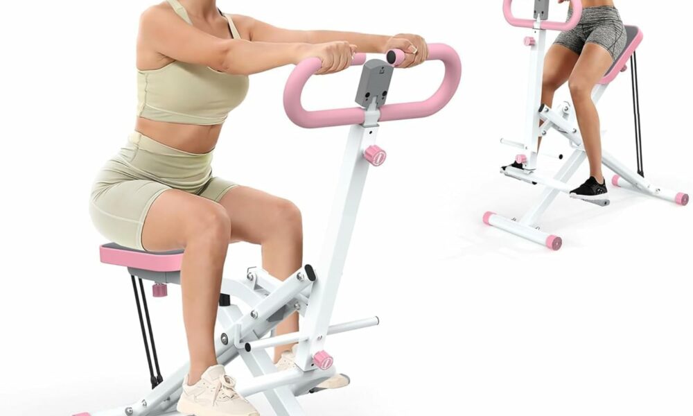 Squat Machine for Home, Squat Ride / Rowing Machine with Adjustable Resistance, Foldable Exercise Equipment, Glute & Leg Cardio Workout Machine Pink product image