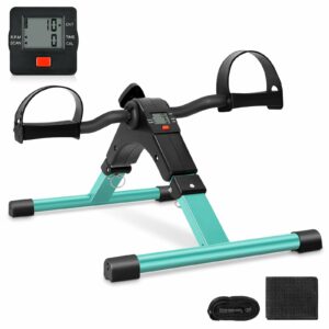 Uten Folding Pedal Exerciser, Under Desk Bike Pedal Exerciser, Mini Under Desk Exercise Bike Foot Hand Cycle Portable, Arm and Leg Exercise Peddler Machine with LCD Monitor A-Green product image