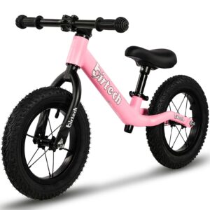 12" Balance Bike for 2, 3, 4, 5 Year Old Boys and Girls, Lightweight Nylon Frame Toddler Training Bike No Pedal Bikes for Kids with Adjustable Seat and Air Tires Pink product image
