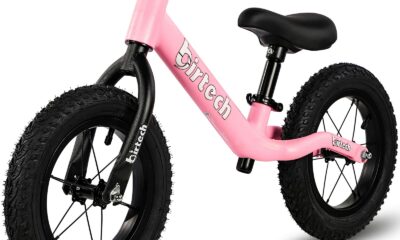 12" Balance Bike for 2, 3, 4, 5 Year Old Boys and Girls, Lightweight Nylon Frame Toddler Training Bike No Pedal Bikes for Kids with Adjustable Seat and Air Tires Pink product image