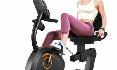 Recumbent Exercise Bike, Stationary Bikes for Home Magnetic Recumbent Bike with Adjust Seat for Adults Seniors, 300LB Capacity & 8-level Resistance, LCD Monitor and Heart Rate Handle Orange product image