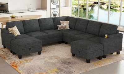 Belffin Modular Sectional Sofa Couch with Storage U Shape Convertible Corner Couches for Living Room Dark Grey Couch Dark Grey 8-seater sofa product image