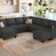 Belffin Modular Sectional Sofa Couch with Storage U Shape Convertible Corner Couches for Living Room Dark Grey Couch Dark Grey 8-seater sofa product image