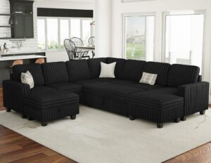 Belffin Modular Sectional Sofa Bed with Pull Out Bed and Storage Chaise