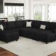 Belffin Oversized Sofa Bed Modular Sectional Sleeper Sofa with Pull Out Bed L Shaped Couch with Storage Chaise Black Couch Black Sleeper 4 product image
