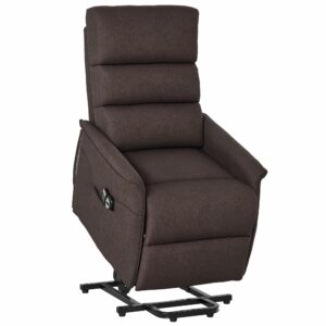 HOMCOM Power Lift Chair with Vibration Massage, Fabric Upholstered Recliner Chair for Elderly with Remote Control, Side Pockets, Brown product image