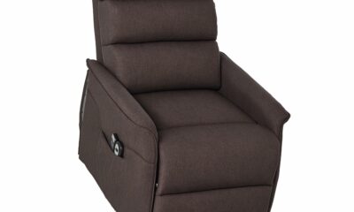 HOMCOM Power Lift Chair with Vibration Massage, Fabric Upholstered Recliner Chair for Elderly with Remote Control, Side Pockets, Brown product image