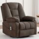 Power Swivel Rocker Recliner with Massage and Heat, USB and Type-C Port, Infinite Position, Electric Glider Rocking Chairs Living Room, Soft Fabric Reclining Sofa Chair (Velvet Brown) product image