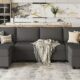 114.17" Modular Sectional Sofa, 6 Seat Modular Couch with Storage, Memory Foam, Convertible Sectional Couches for Living Room, U Shaped Comfy Modular Sofa with Chaise, Dark Grey Darkgray 6 Seat product image