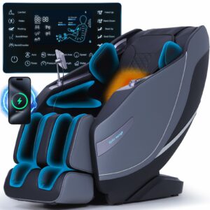 Stylish Massage Chair Full Body Zero Gravity Massage Chair Rocking Sleep Mode 3D SL Yoga Stretch Massage with Heat 12+ Modes Upgraded Calf +11cm Wireless Phone Charge Screen Touch Large Size Black A365 Black product image