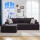 Modular Sectional Sofa Couches L-Shape Couch 3 Seat Modular Sofa Memory Foam Sectional Couches for Living Room, Cloud Couch with Oversized Chaise (Grey Stripe, 96" Left Facing Chaise) 96" Left Facing Chaise Grey Stripe product image