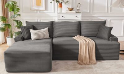 Cloud Sectional Couch, Boneless Sofa for Living Room, Fluffy Comfy Couch with Deep Seat, Modular Sectional Sofa with L-Shaped Chaise, No Assembly Required, Dark Grey Dark Grey 95" L Shape with Left Facing Chaise product image