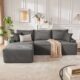 Cloud Sectional Couch, Boneless Sofa for Living Room, Fluffy Comfy Couch with Deep Seat, Modular Sectional Sofa with L-Shaped Chaise, No Assembly Required, Dark Grey Dark Grey 95" L Shape with Left Facing Chaise product image