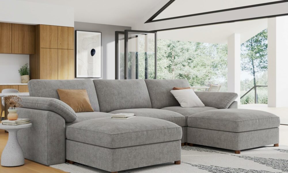 EASE MOOSE Oversized Modular Sectional Sofa, Modern Oversized U Shape Sectional Couch,Comfty Deep Modular Sofa with Ottoman,Light Gray Wide Sectional Modular Sofa for Living Room,Chenille Grey 5 Seat Sofa product image