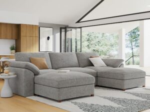 EASE MOOSE Oversized Modular Sectional Sofa, Modern Oversized U Shape Sectional Couch,Comfty Deep Modular Sofa with Ottoman,Light Gray Wide Sectional Modular Sofa for Living Room,Chenille Grey 5 Seat Sofa product image