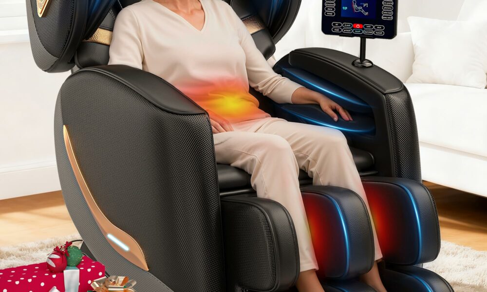 Upgraded Massage Chair Full Body, Zero Gravity Recliner with Heat, 10 Fix Points, Bluetooth, Touch Screen, Footrest, Shiatsu Massage Chair Full Body for Parents, Seniors & Easy Assembly Black product image