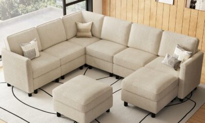 Belffin 107.1" 8 Seats U Shaped Couch Modular Sectional Sofa Seat Couch with Storage Comfy Washable Sectional Couches for Living Room Sofas Set with Chaise,Beige 8 seats Corner U Sofa Beige product image