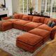 CDCASA 154" Oversized Modular Sectional Sofa, Comfy U-Shaped Cloud Couch w/ 3 Movable Ottomans, 7-Seater Chenille Deep Seat Modern Sofa Couch for Living Room, Terracotta Orange 154 Inch - U Shaped (4+3) Terracotta Orange product image